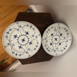 Two Royal Copenhagen Blue Fluted 8 7/8" Luncheon Plate 1/177